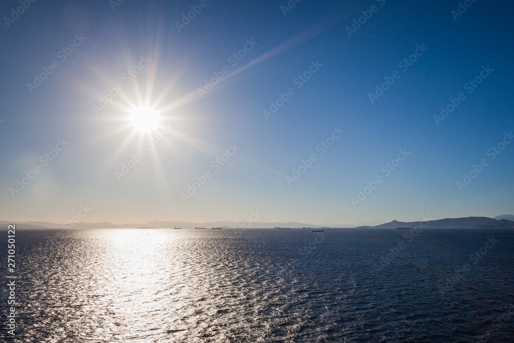 Fototapeta premium Ships sailing towards the port of Piraeus, Athens