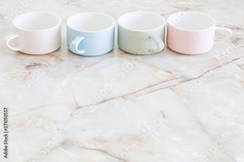 clean cups on marble table