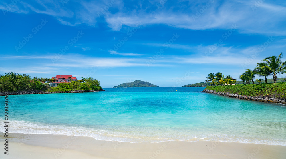 View of Eden Island Mahe Seychelles at sunny weather