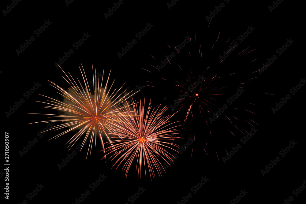 Fireworks on a black background With space Fireworks on a black background With space
