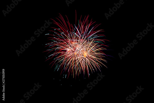 Fireworks on a black background With space