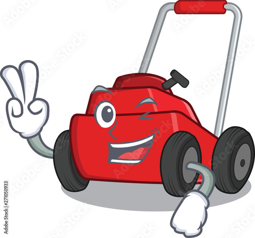 Two finger lawnmower isolated with in the cartoon