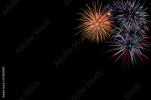Fireworks on a black background With space