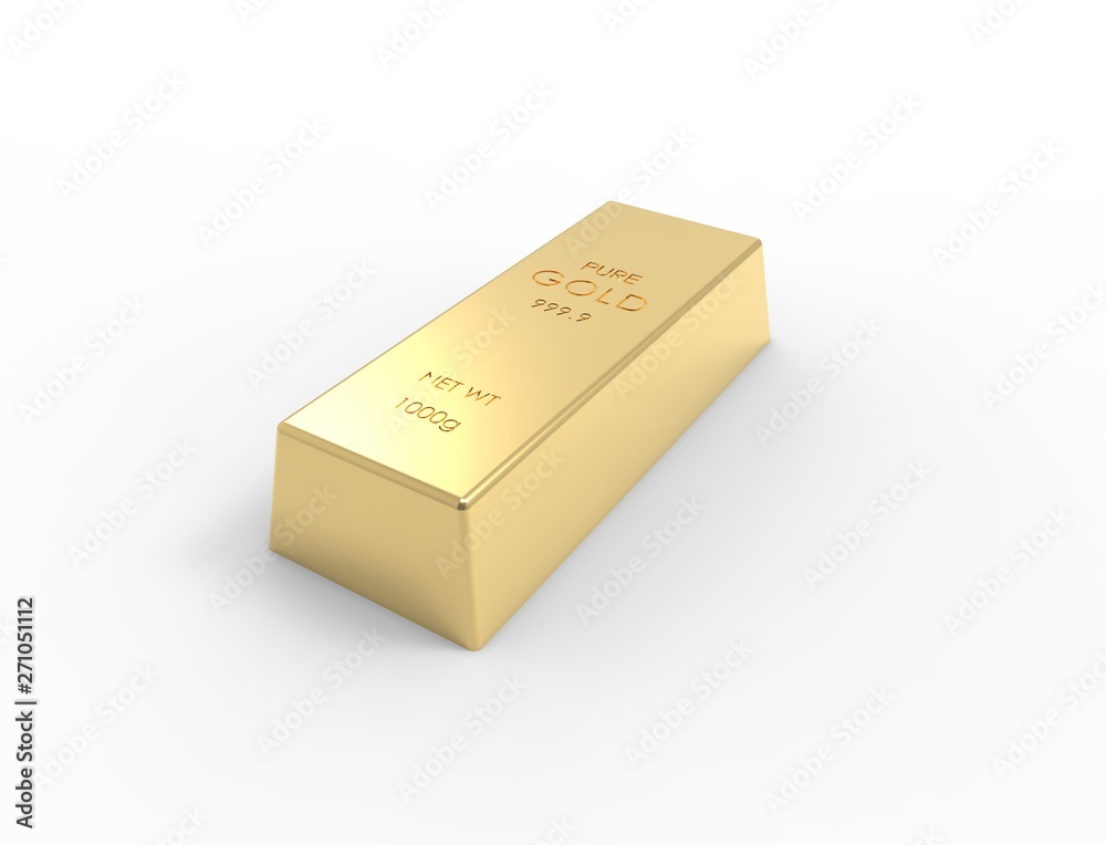 3D rendering of gold bars isolated on white studio background 3D rendering of gold bars isolated on white studio background