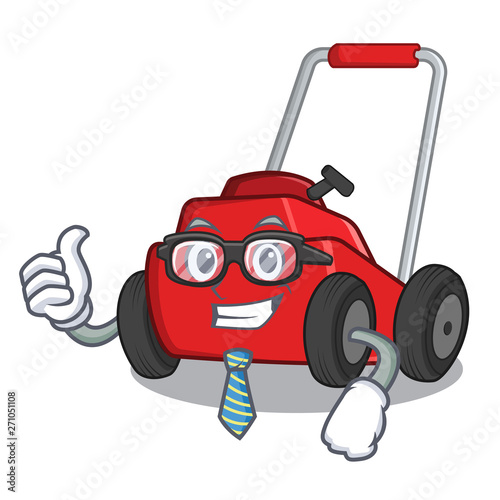 Businessman lawnmower isolated with in the cartoon