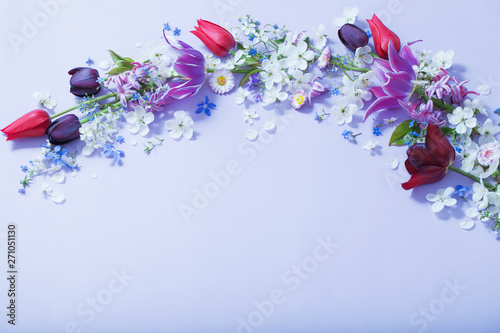 spring flowers on paper background