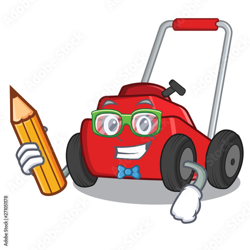 Student lawnmower isolated with in the cartoon