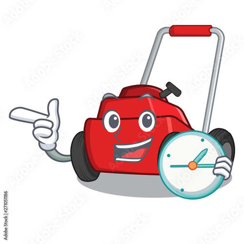 With clock lawnmower isolated with in the cartoon
