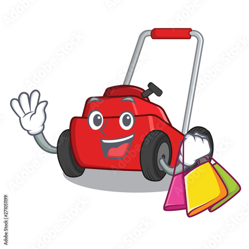 Shopping lawnmower isolated with in the cartoon