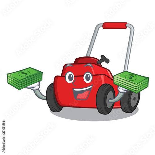 With money bag lawnmower toys in the character shape