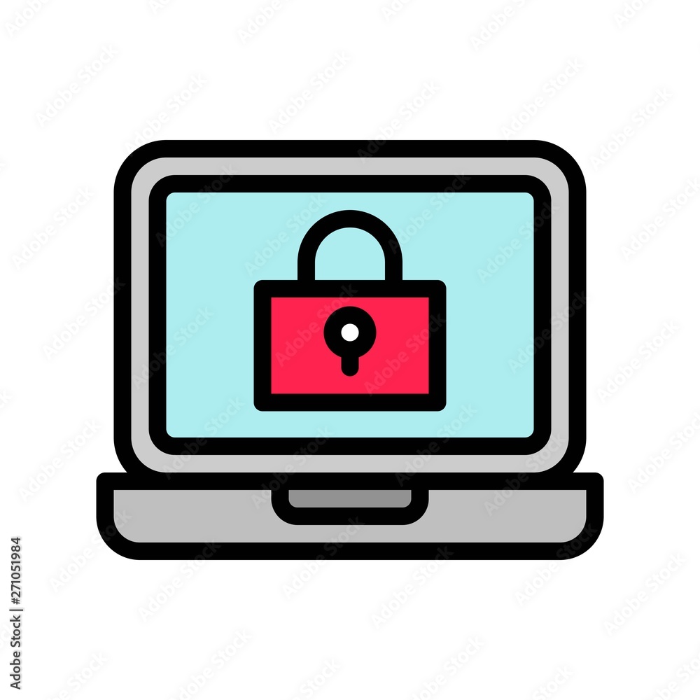 Laptop with lock vector, Social media filled editable stroke icon Laptop with lock vector, Social media filled editable stroke icon