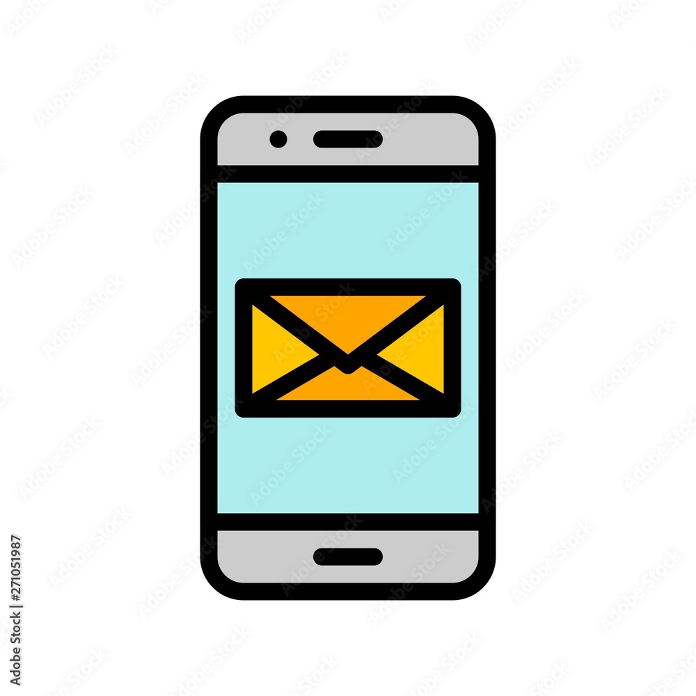 Mobile phone with mail vector, Social media filled editable stroke icon Mobile phone with mail vector, Social media filled editable stroke icon