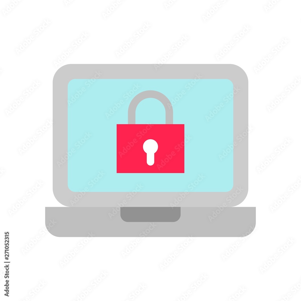 Laptop with lock vector, Social media flat style icon Laptop with lock vector, Social media flat style icon