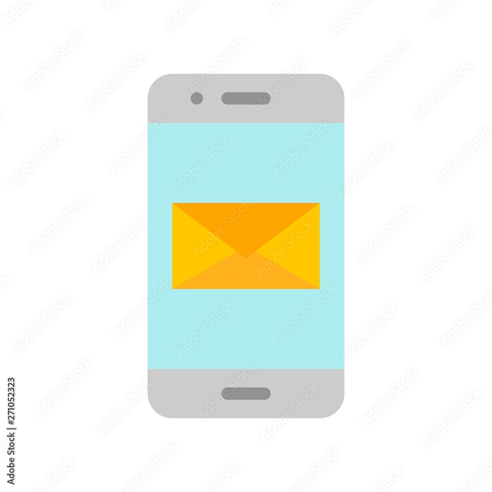Mobile phone with mail vector, Social media flat style icon Mobile phone with mail vector, Social media flat style icon