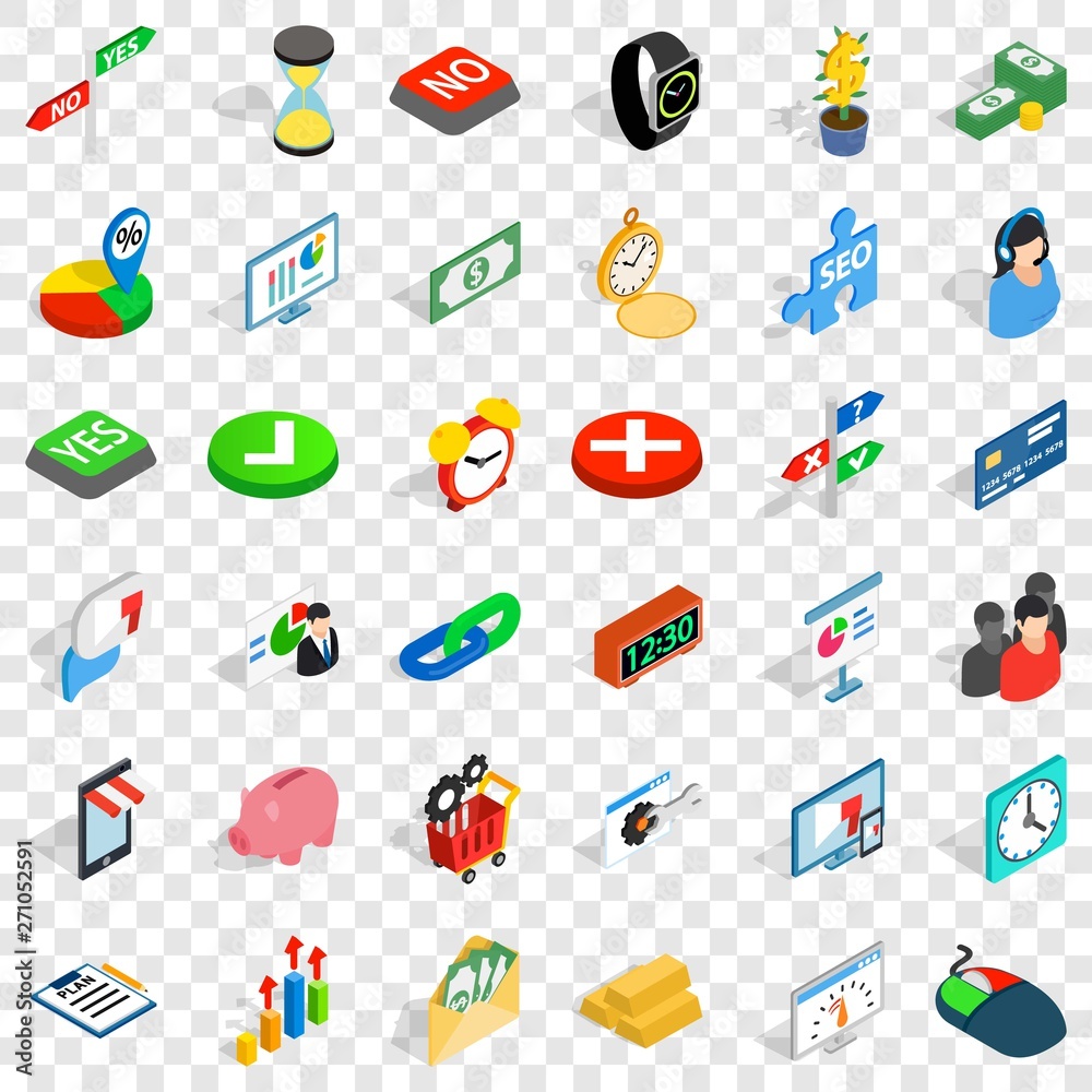 Button icons set. Isometric style of 36 button vector icons for web for any design Button icons set. Isometric style of 36 button vector icons for web for any design