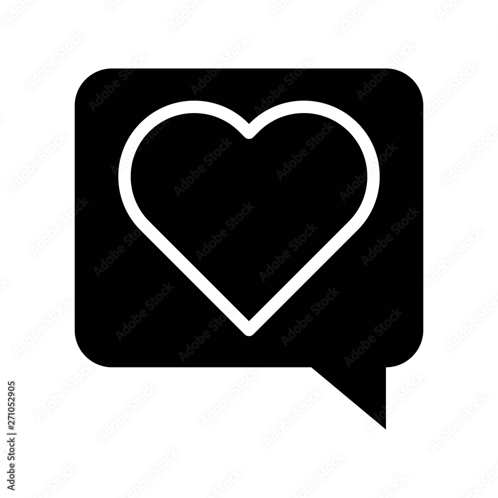 Heart in speech bubble vector, Social media solid style icon