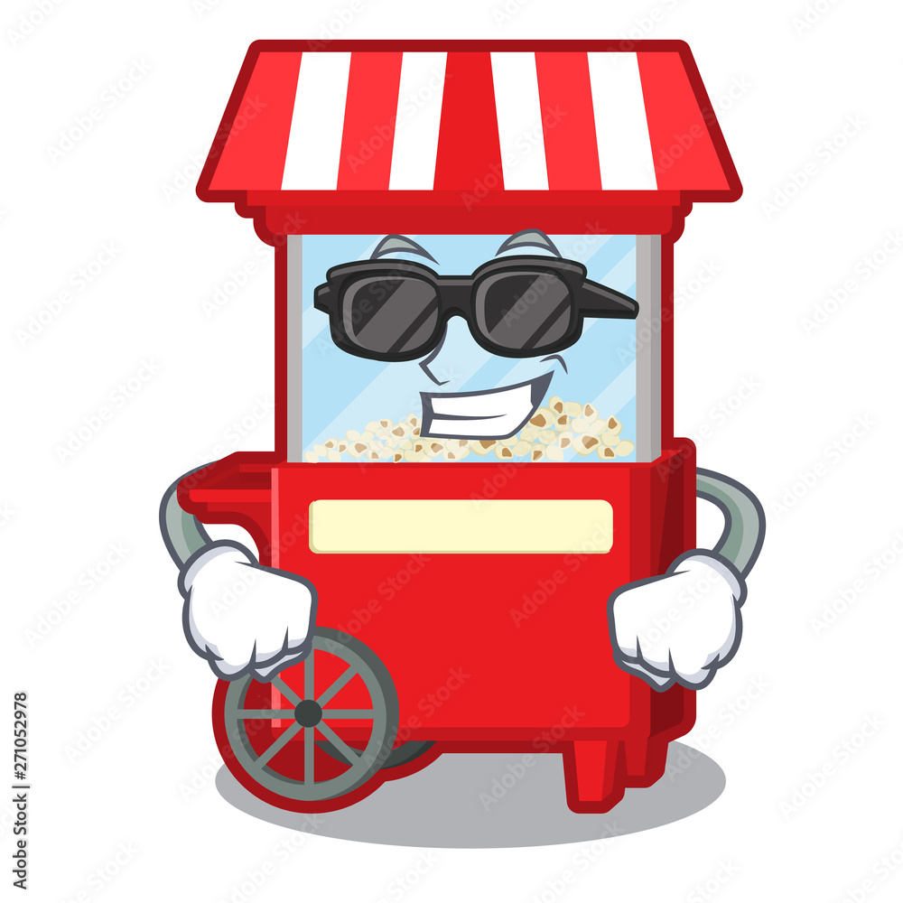 Super cool popcorn machine next to cartoon table Stock Vector Adobe Stock
