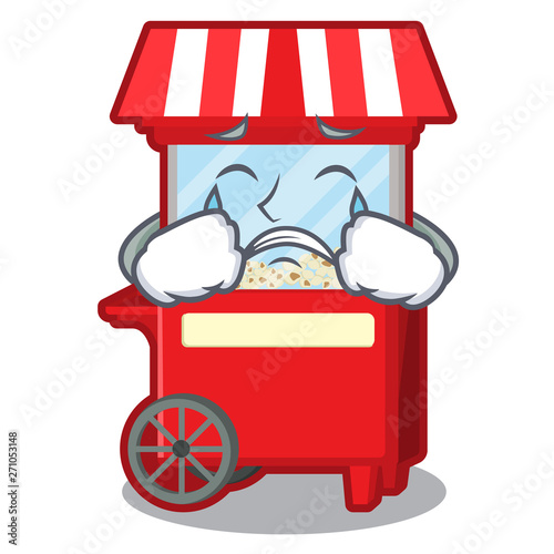 Crying popcorn machine isolated in the mascot