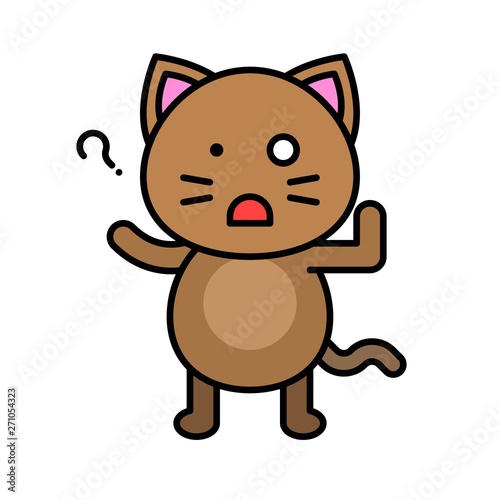Cute Cat avatar vector illustration  filled icon editable stroke