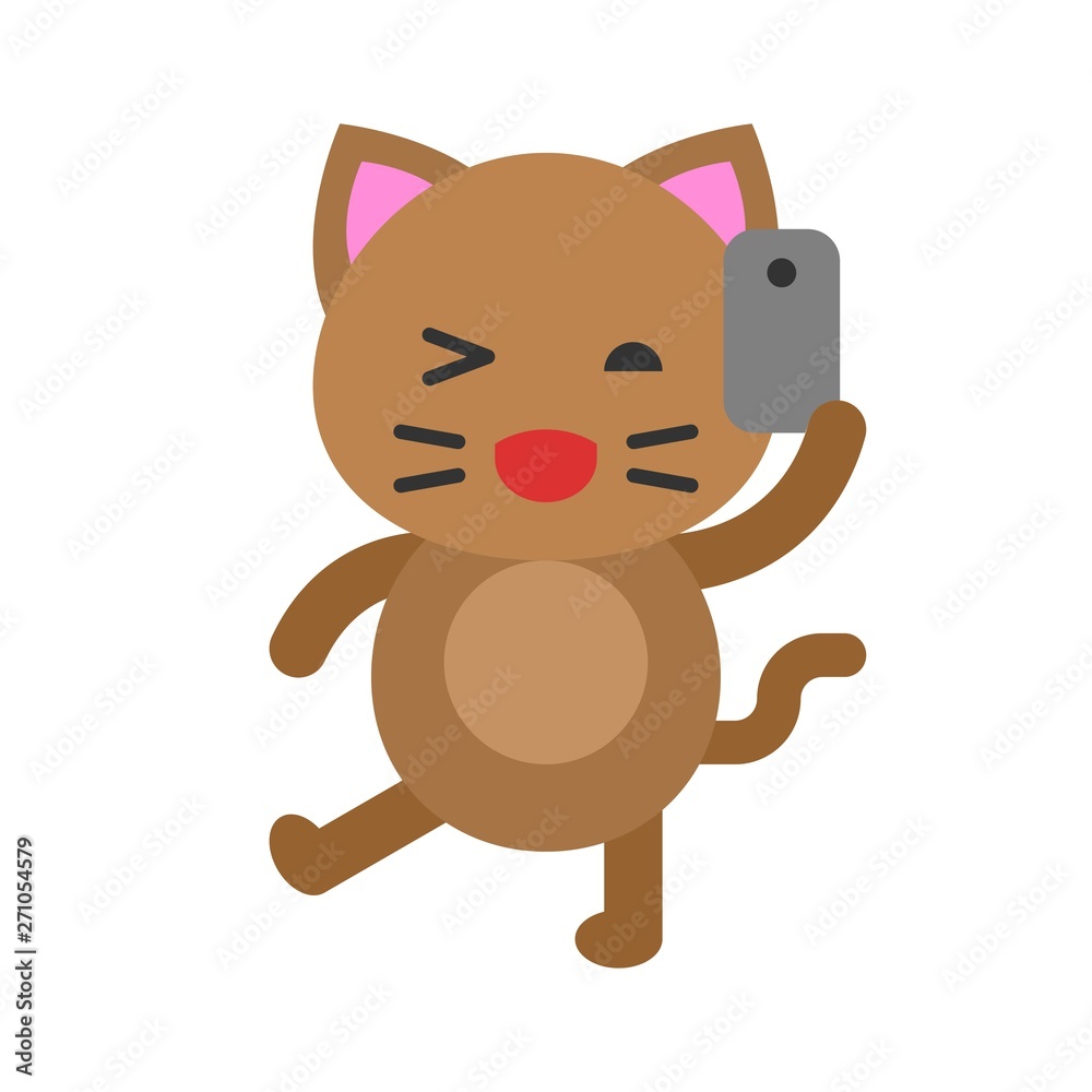 Cute Cat avatar vector illustration, flat icon Cute Cat avatar vector illustration, flat icon