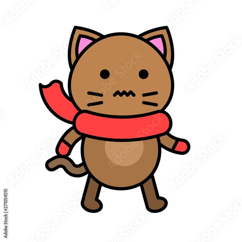 Cute Cat avatar vector illustration  filled icon editable stroke