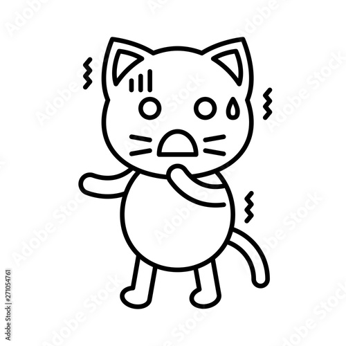 Cute Cat avatar vector illustration  line icon editable stroke