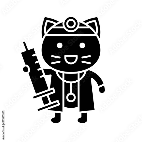 Fototapeta Naklejka Na Ścianę i Meble -  Cute Cat avatar vector illustration, solid icon