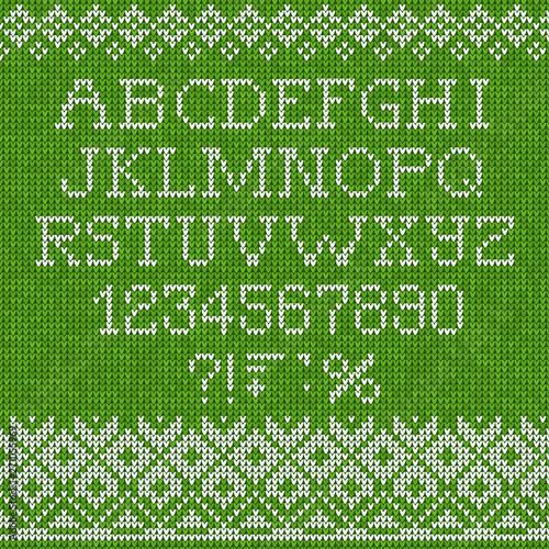 Christmas Font: Scandinavian style seamless knitted