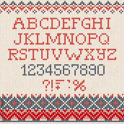 Christmas Font: Scandinavian style seamless knitted ornament pat