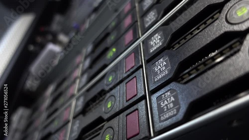 HDD Server SATA working in datacenter server room.