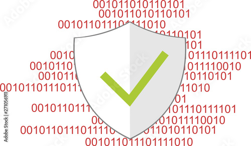 Shield icon with OK sign on lines of code