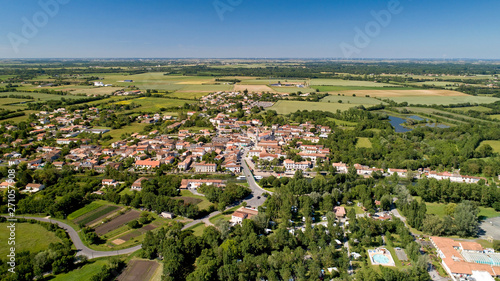 Aerial photography of Damvix in the Poitevin marsh, Vendee, France © altitudedrone