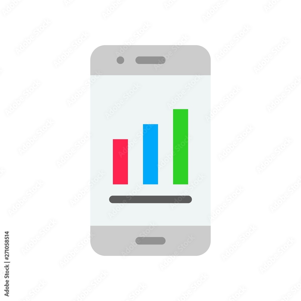 Bar chart on mobile phone vector, Digital marketing flat style icon Bar chart on mobile phone vector, Digital marketing flat style icon