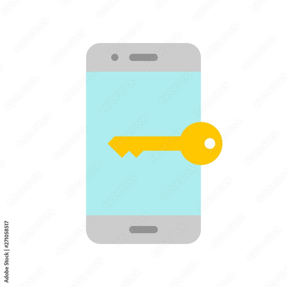 Key with cell phone vector, Digital marketing flat style icon Key with cell phone vector, Digital marketing flat style icon