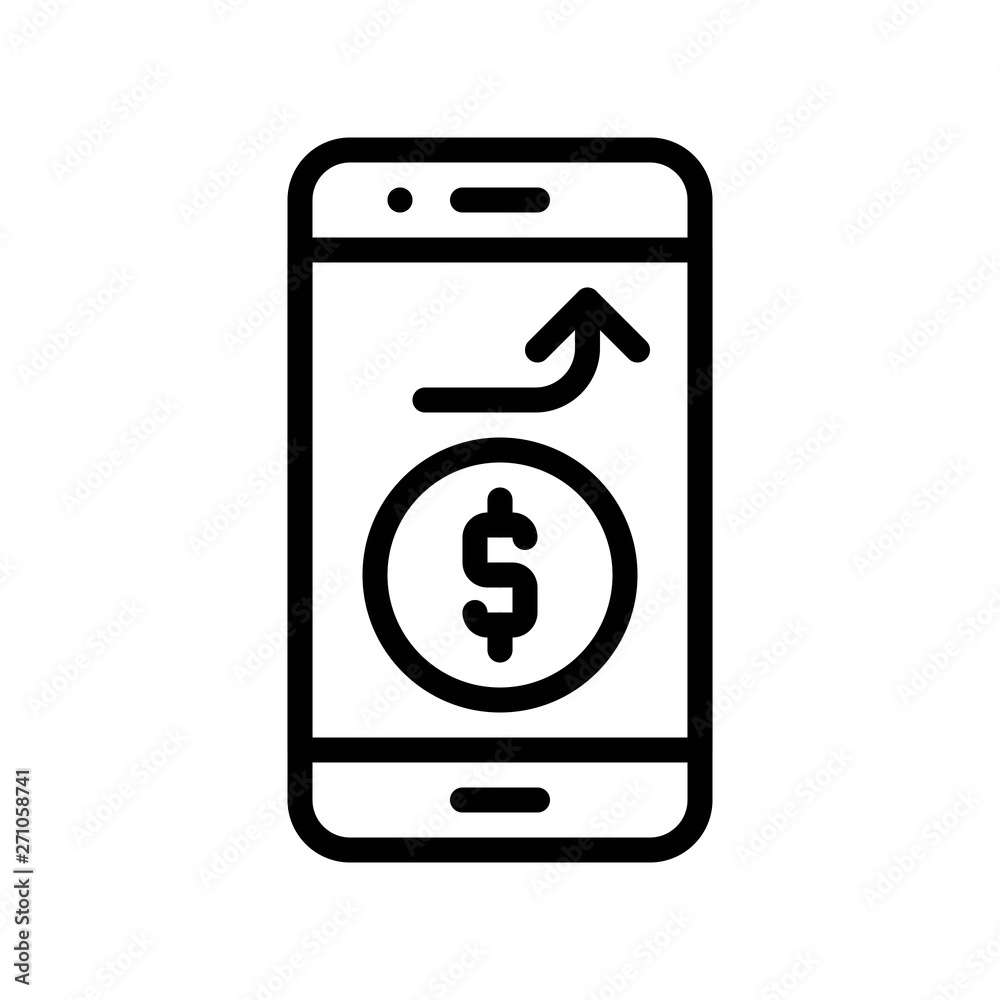 Coin on mobile screen vector, Digital marketing line icon editable stroke Coin on mobile screen vector, Digital marketing line icon editable stroke