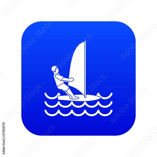 Man on windsurf icon digital blue for any design isolated on white vector illustration