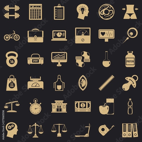 Dumpbell icons set. Simple style of 36 dumpbell vector icons for web for any design photo