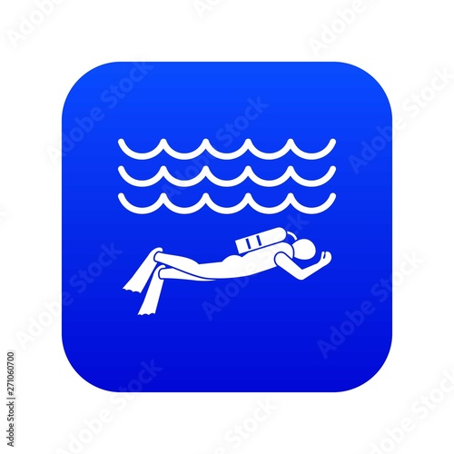 Scuba diver man in diving suit icon digital blue for any design isolated on white vector illustration