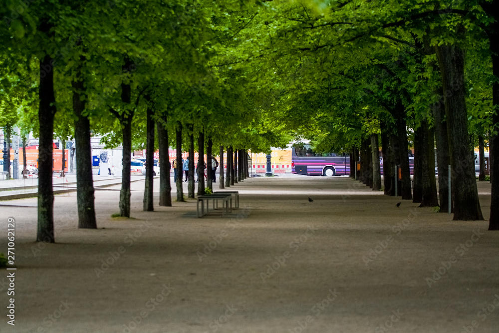14.05.2019. Berlin, Germany. The museum island and its tourist the street with the cozy square and greens.