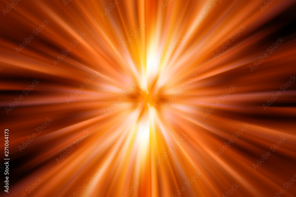 Obraz premium Light orange radiation pattern backdrop. Golden magic power ray background.