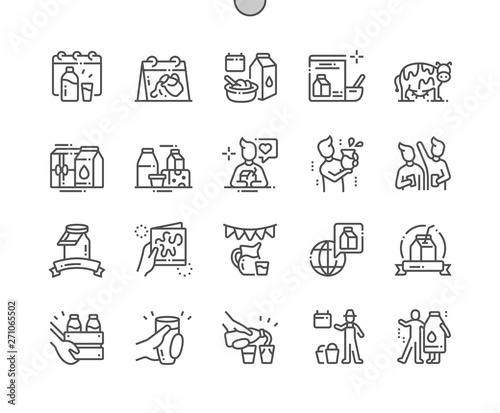 World Milk Day Well-crafted Pixel Perfect Vector Thin Line Icons 30 2x Grid for Web Graphics and Apps. Simple Minimal Pictogram