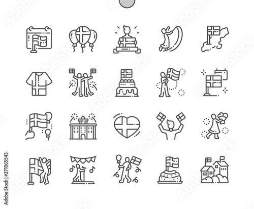 Sveriges Nationaldag Well-crafted Pixel Perfect Vector Thin Line Icons 30 2x Grid for Web Graphics and Apps. Simple Minimal Pictogram