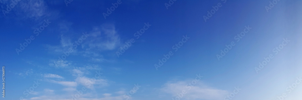 Panorama sky with cloud on a sunny day. Beautiful cirrus cloud.