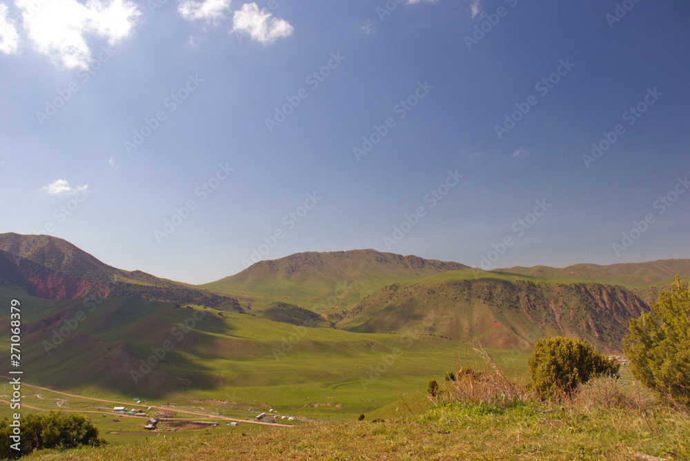 Mountain landscapes of Kyrgyzstan. Spring in the mountains.
