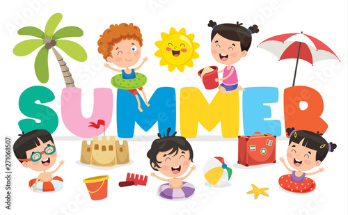 Vector Illustration Of Summer Children