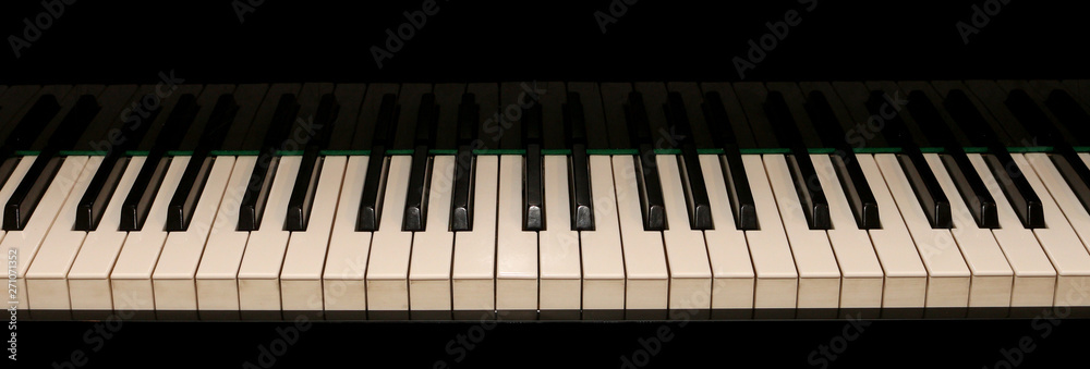Horizontal row of piano keys on top Horizontal row of piano keys on top