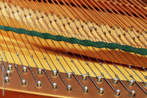 Strings inside the pianoforte mechanism photo