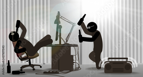 Business situation. Office workers celebrate a good deal