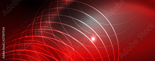 Shiny neon techno template. Neon lines background, 80s style laser rays