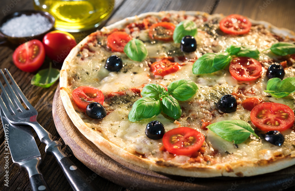 Italian pizza with mozzarella Italian pizza with mozzarella